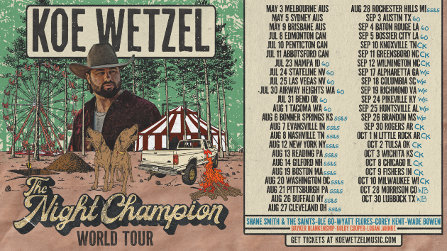 Koe Wetzel will be The Night Champion on tour