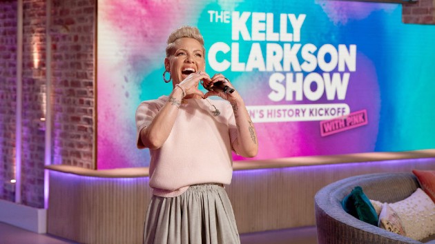 Watch Pink (with her clipboard and BFF) visit Kelly Clarkson on her talk show