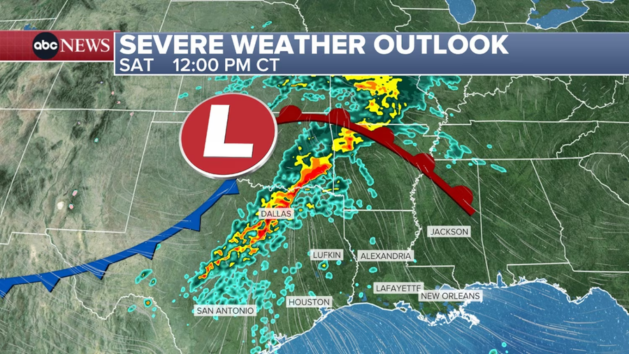Severe weather across the South may bring tornadoes