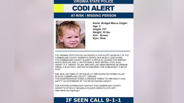 Missing 2-year-old Virginia girl found safe in woods